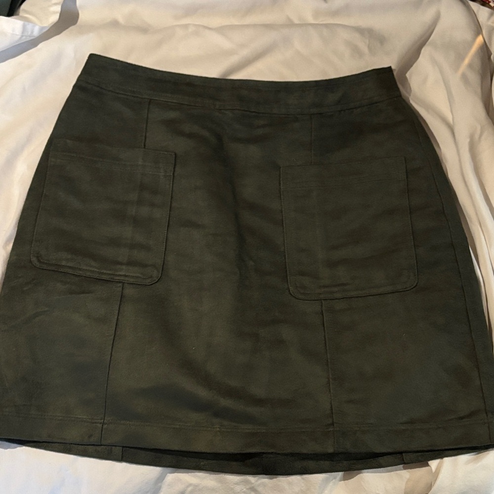 Faux Suede Olive Green Women's Skirt